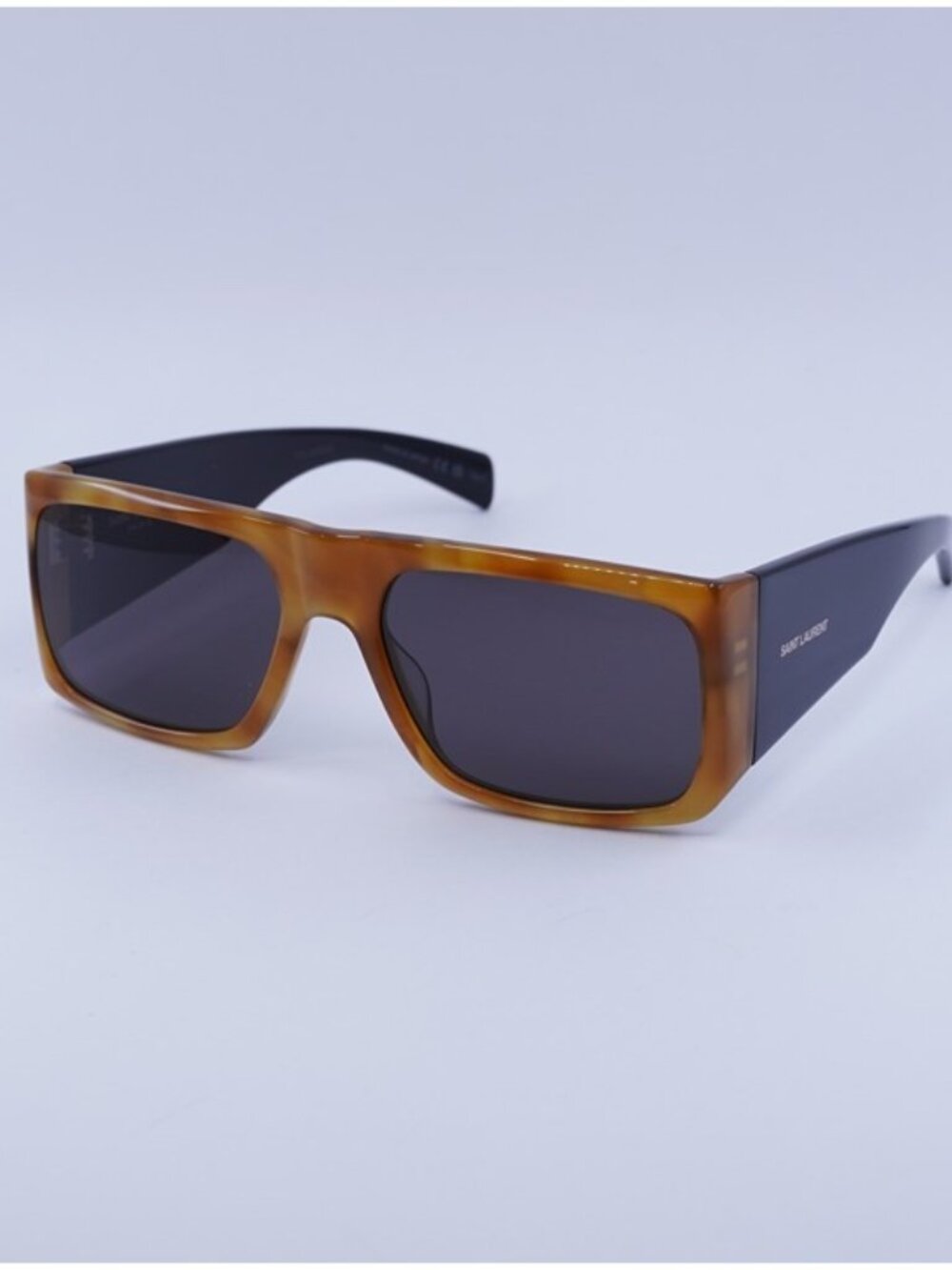 Saint Laurent SL635ACETATE 005 Sunglasses Brown Geometric Frame, Grey Lenses